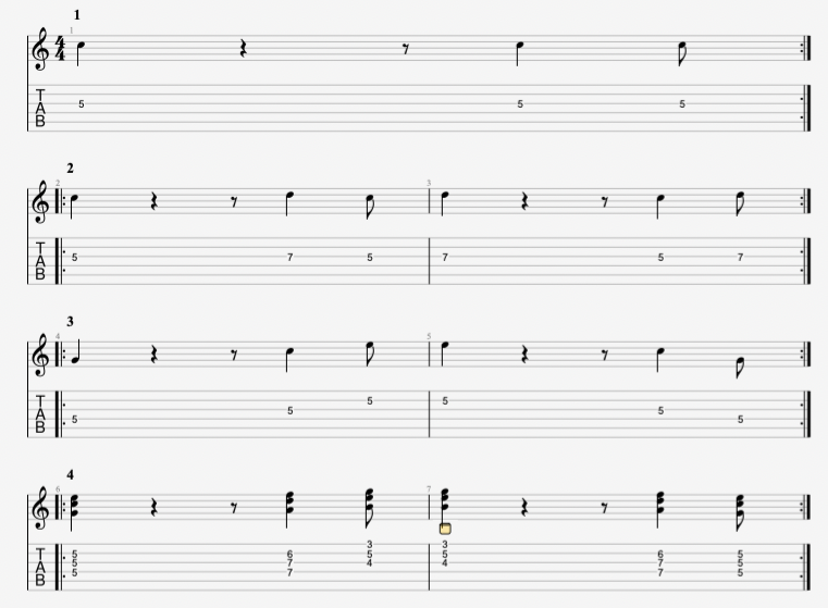 free guitar lesson fro intermediate guitarist - triad inversions and rhythm